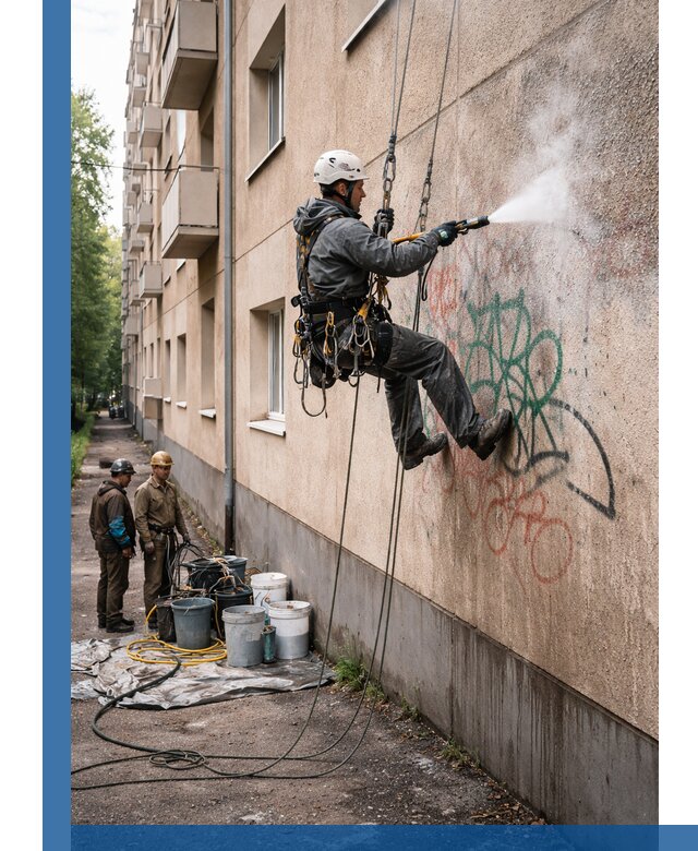 Удаление граффити с фасада в Тулуне без следов и повреждений