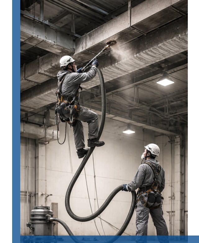 Обеспыливание потолочных конструкций в Тулуне промышленным альпинизмом