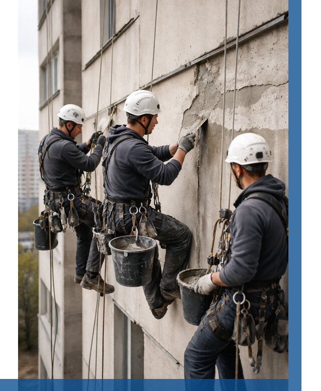 Ремонт бетонных элементов фасада в Тулуне от 2698 р. | ВЫСОТНИК-Тлн