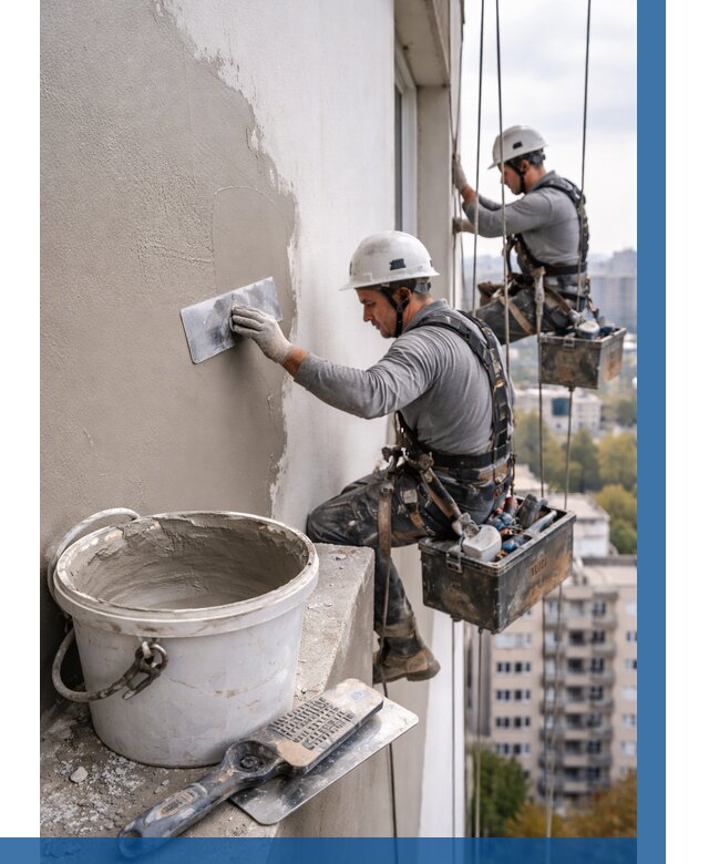 Шпаклевка фасада на высоте в Тулуне от 755 р. | ВЫСОТНИК-Тлн