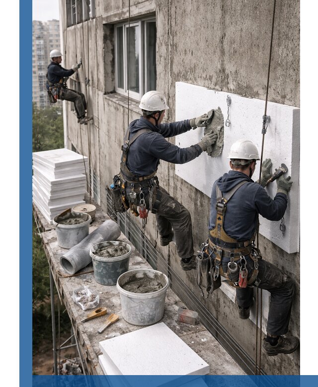 Утепление фасада пенополистиролом в Тулуне под ключ