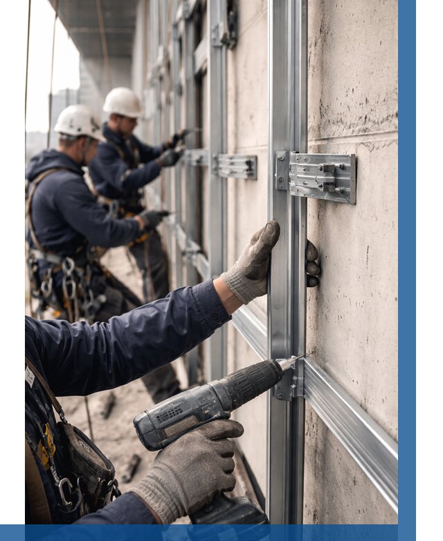 Монтаж подсистемы вентфасада в Тулуне от 917 р. | ВЫСОТНИК-Тлн