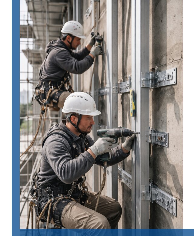 Монтаж и крепление подсистемы вентфасада в Тулуне