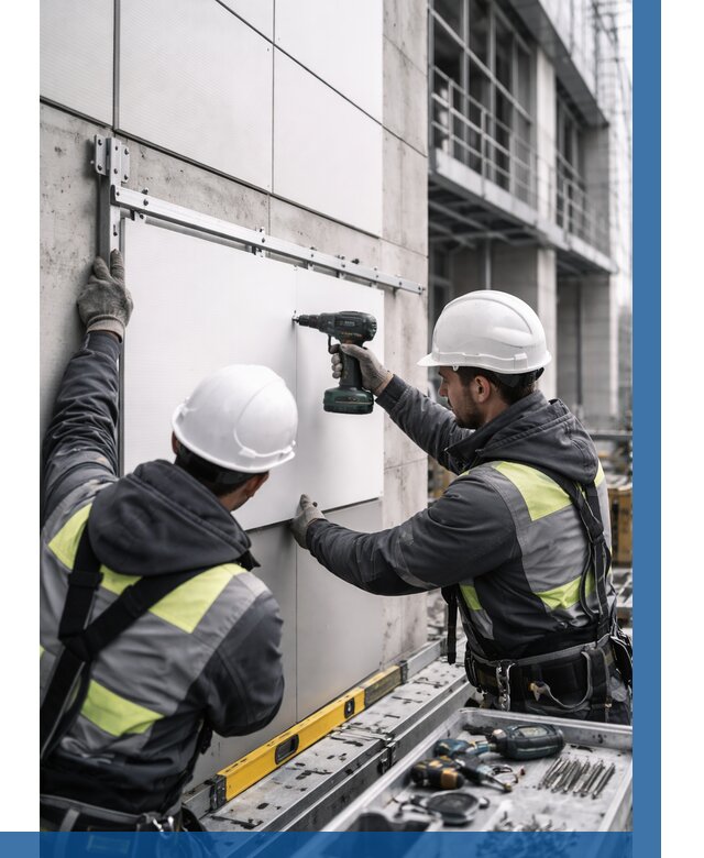 Монтаж композитных панелей фасада в Тулуне от 2698 р. | ВЫСОТНИК-Тлн