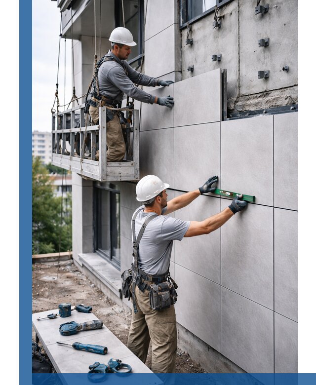 Монтаж керамогранита на фасад в Тулуне под ключ с гарантией качества