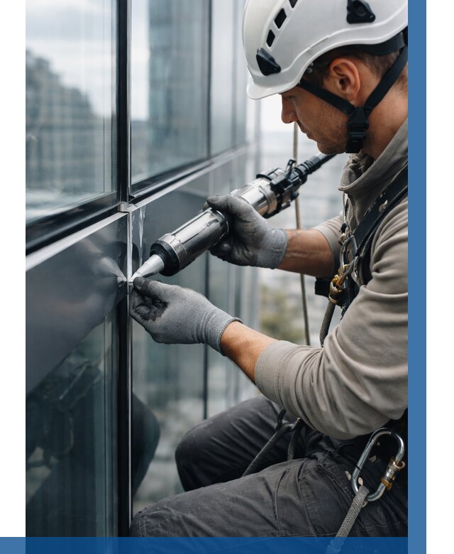 Герметизация стыков витража в Тулуне от 1295 р. | ВЫСОТНИК-Тлн