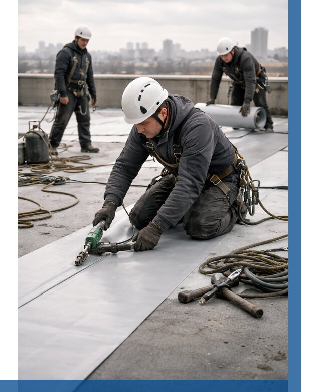 Ремонт мембранной кровли в Тулуне от 1942 р./м2 | ВЫСОТНИК-Тлн