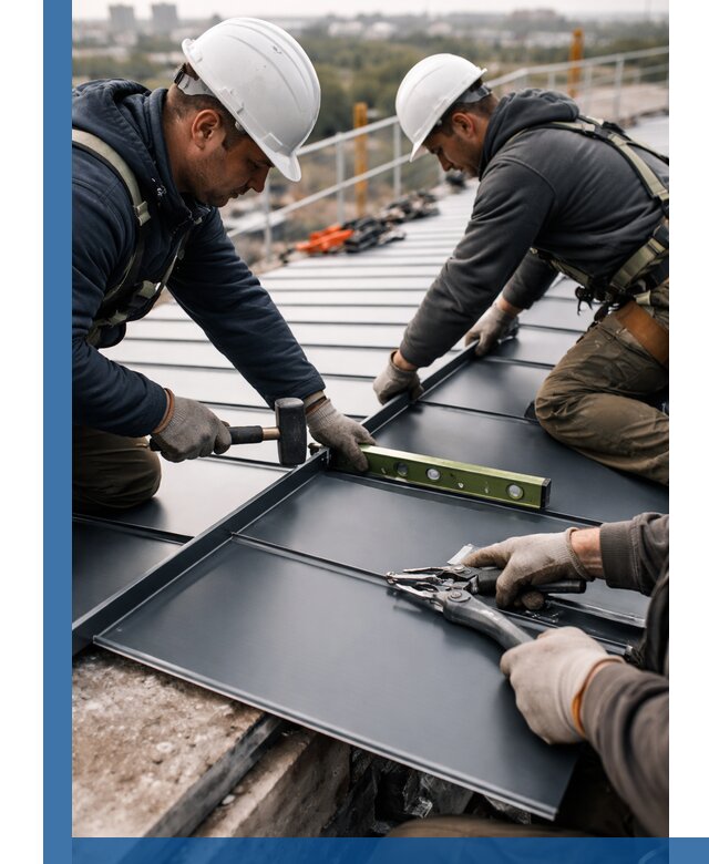 Монтаж фальцевой кровли в Тулуне для промышленных зданий