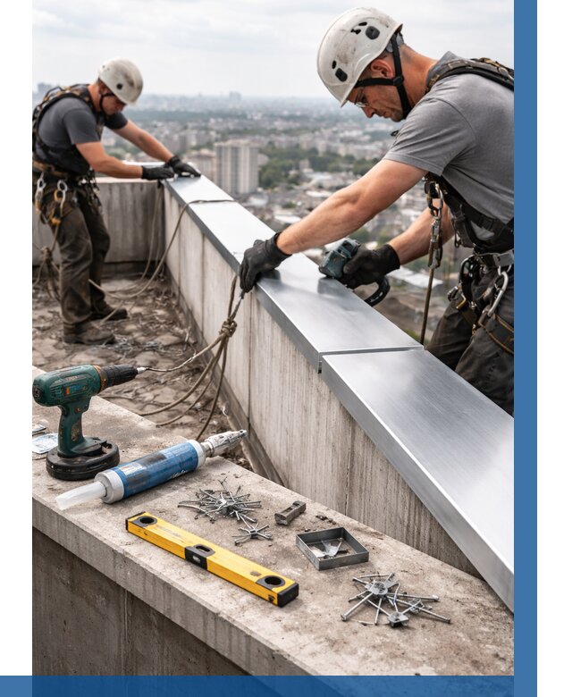 Монтаж парапетных крышек в Тулуне от 863 р. | ВЫСОТНИК-Тлн