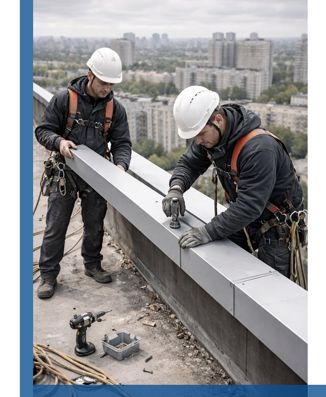 Монтаж парапетных крышек и ограждений кровли в Тулуне