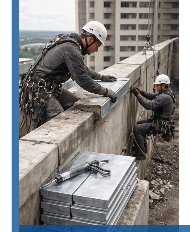 Замена парапетных крышек и установка новых в Тулуне