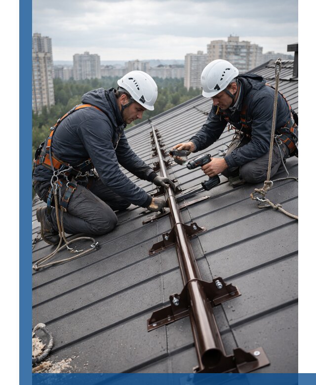 Монтаж снегозадержателей на кровле зданий в Тулуне под ключ