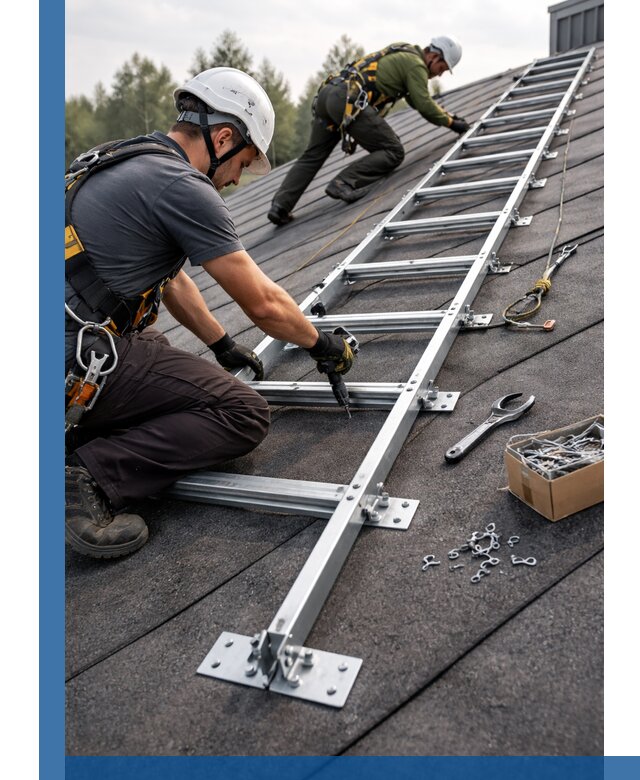 Профессиональный монтаж кровельной лестницы в Тулуне под ключ