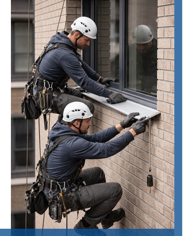 Монтаж оконных отливов под ключ в Тулуне от 3777 р. | ВЫСОТНИК-Тлн