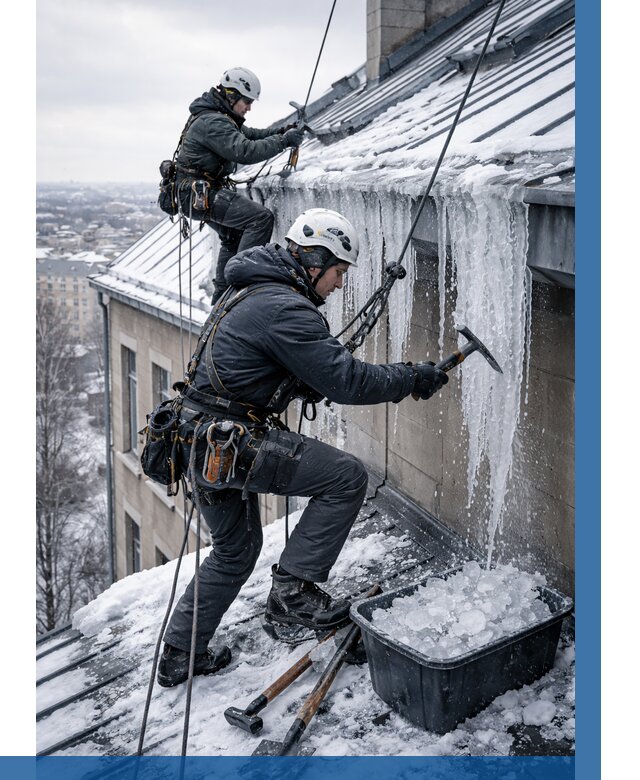 Удаление наледи с кровли в Тулуне от 5935 р. | ВЫСОТНИК-Тлн