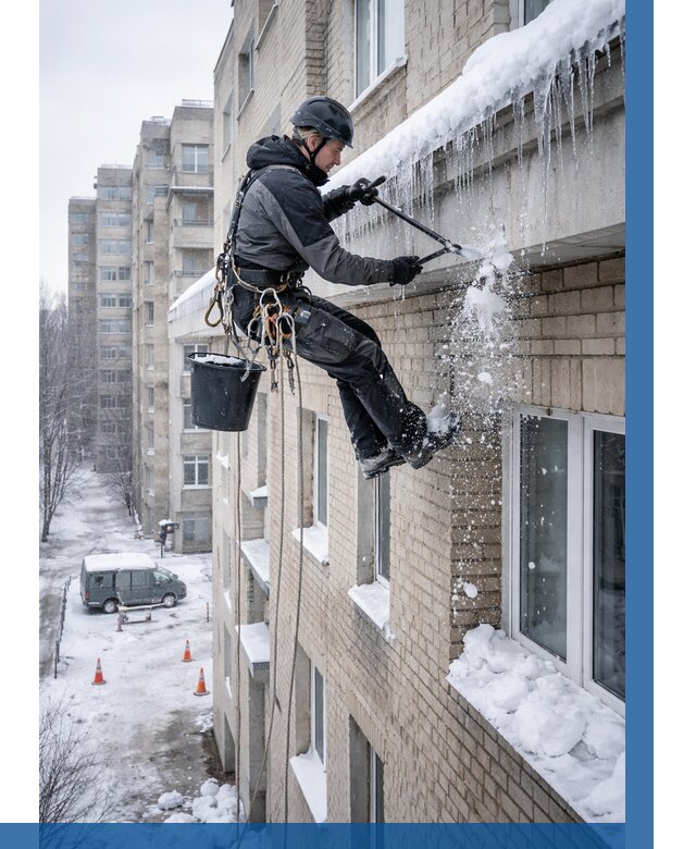 Удаление наледи с карнизов в Тулуне от 378 р. | ВЫСОТНИК-Тлн