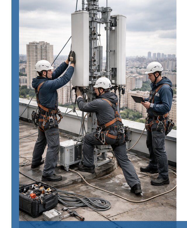 Монтаж антенн связи на крыше в Тулуне с вводом в эксплуатацию