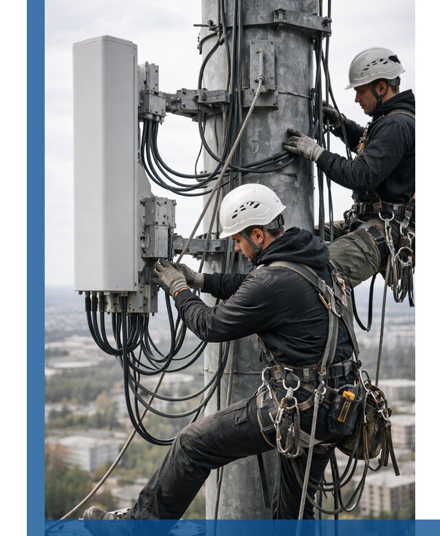 Монтаж оборудования связи на мачте в Тулуне с пусконаладкой