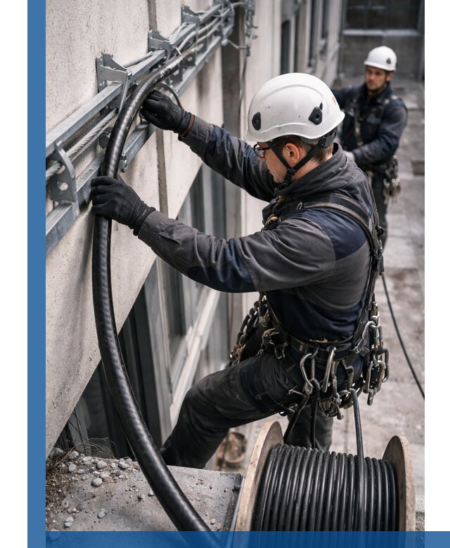 Протяжка кабеля питания на высоте в Тулуне с гарантией безопасности и качества