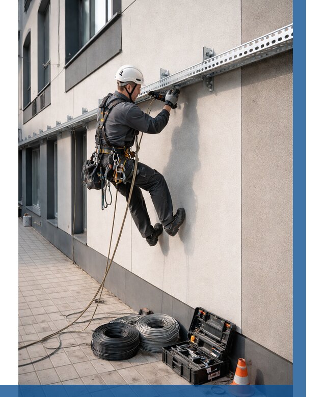 Монтаж кабельных лотков на фасаде в Тулуне от 1295 р. | ВЫСОТНИК-Тлн