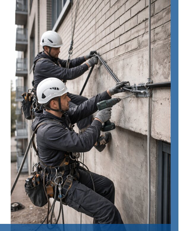 Крепление кабеля на фасаде в Тулуне от 378 р. | ВЫСОТНИК-Тлн