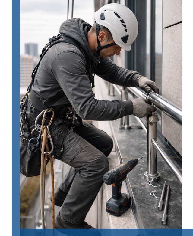 Монтаж ограждений на высоте в Тулуне для зданий и конструкций