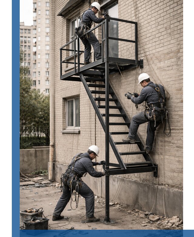 Монтаж пожарной лестницы в Тулуне, установка и крепление