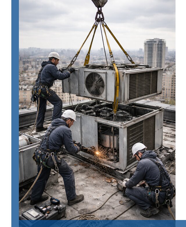 Демонтаж крышной установки в Тулуне любой сложности