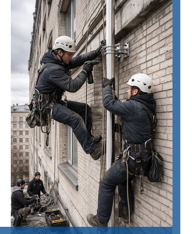 Монтаж флагштока на здании в Тулуне от 7014 р. | ВЫСОТНИК-Тлн