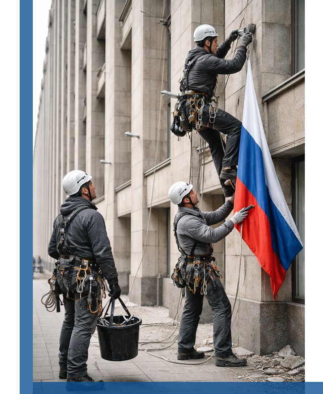 Профессиональная установка флагов на фасаде в Тулуне