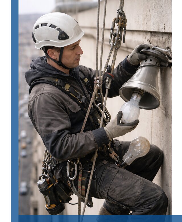 Замена ламп на высоте в Тулуне профессионально и быстро