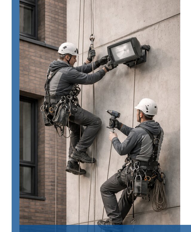 Профессиональный монтаж фасадных прожекторов в Тулуне под ключ