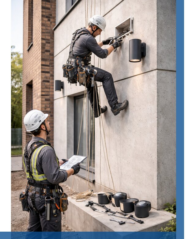 Монтаж фасадного освещения в Тулуне от 2698 р. | ВЫСОТНИК-Тлн