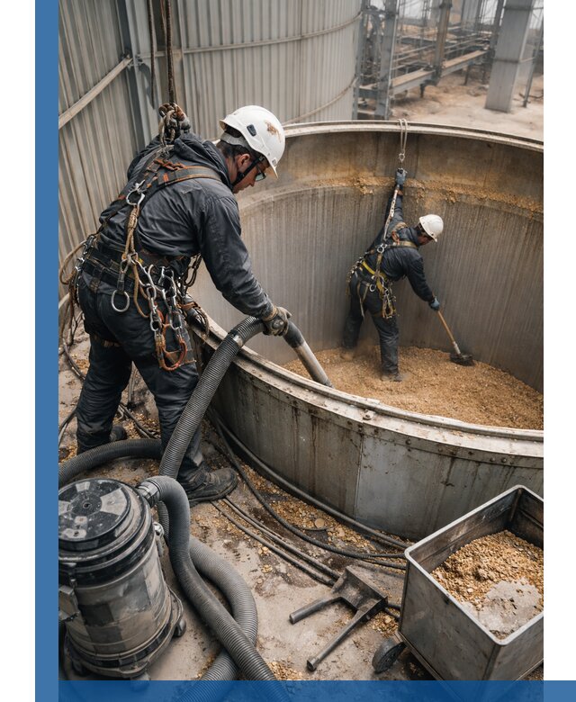 Профессиональная чистка зерновых бункеров в Тулуне с выездом