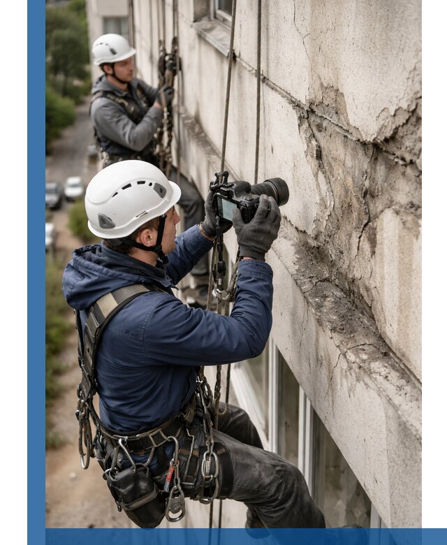 Фотофиксация дефектов фасада с высотной съемкой в Тулуне