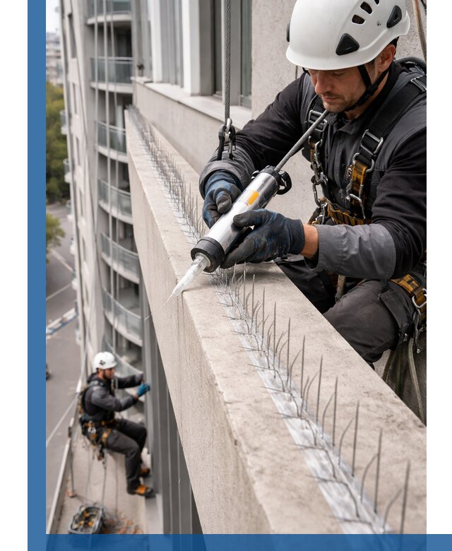 Установка шипов от птиц на фасадах и кровлях в Тулуне